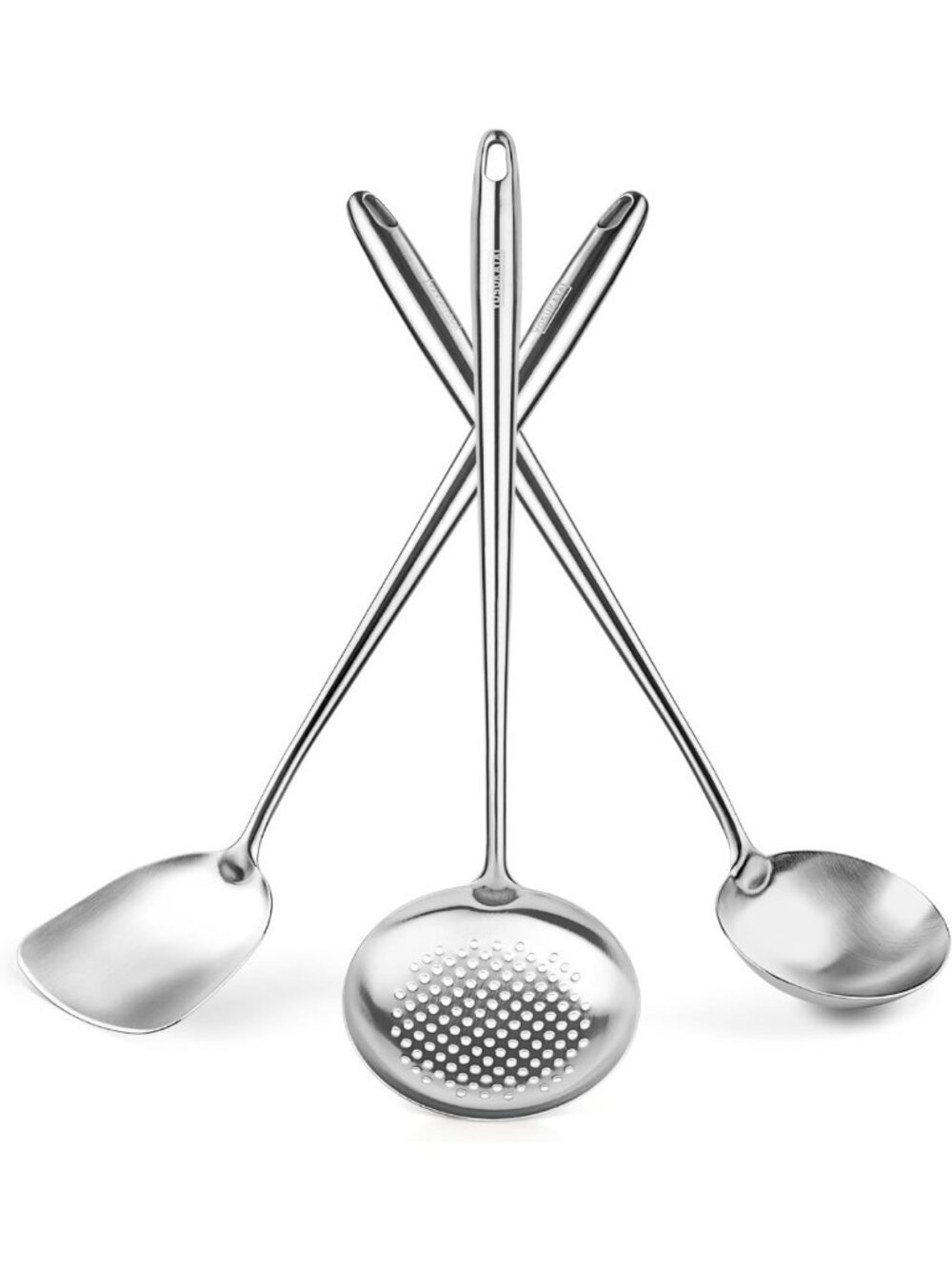 17” Stainless Steel Wok Spatula, Ladle & Skimmer Spoon Set - Kitchen Essentials